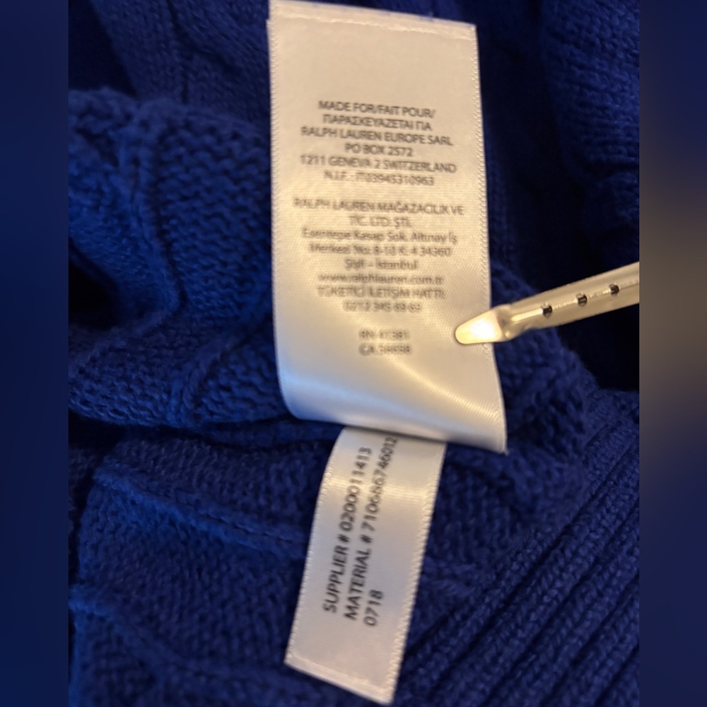 Ralph Lauren Men's Royal Blue Cable Knit Sweater XXL/TTG Preppy Warm Base Layer - Picture 8 of 8